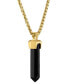 ფოტო #2 პროდუქტის Men's Icon Black Onyx Pendant Necklace in 14k Gold-Plated Sterling Silver, 24" + 2" extender