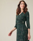 ფოტო #3 პროდუქტის Women's Printed 3/4-Sleeve V-Neck Wrap Dress