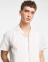 ASOS DESIGN regular fit linen shirt with revere collar in ecru