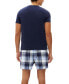 ფოტო #4 პროდუქტის Men's 2-Pc. Solid Henley & Plaid Pajama Shorts Set