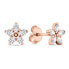 Sparkling bronze earrings with clear zircons Flowers EA591R