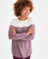 ფოტო #1 პროდუქტის Women's Crewneck Cotton Colorblocked Sweater, Created for Macy's