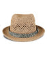 Men's Packable Open Weave Fedora Hat with Two Interchangeable Bands