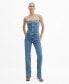 Фото #1 товара Women's Strapless Denim Jumpsuit