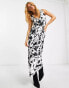 Фото #1 товара Violet Romance satin midi dress in cow print