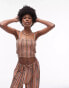 Фото #1 товара Topshop textured bandeau beach top in brown stripe