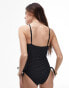 Topshop polka dot cut out swimsuit in monochrome 40 - фото #4