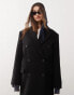 Weekday Logan wool blend oversized double breasted coat in black