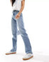 ONLY Riley high waist straight leg jeans in mid blue