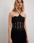 Фото #1 товара NA-KD crochet halter neck top in black