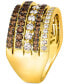 Фото #3 товара Chocolate Diamond & Nude Diamond Multirow Statement Ring (1-1/2 ct. t.w.) in 14k Gold