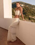 4th & Reckless x Luana Barron odette knit bandeau beach crop top co-ord in cream