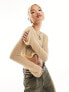 Фото #1 товара Something New X Chloe Frater open cropped knit top in beige