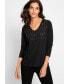 ფოტო #1 პროდუქტის Women's Long Sleeve Cotton Blend Rhinestone Embellished T-Shirt