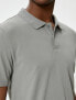 4sam10113mk 031 Gri Erkek Pamuk Jersey Kısa Kollu Polo Yaka Basic T-shirt