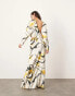 Фото #3 товара ASOS EDITION satin drape cut out waist maxi dress in marble print