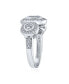 ფოტო #3 პროდუქტის Art Deco Style Past Present Future Three Stone Circlet Halo AAA Cubic Zirconia Round Solitaire Engagement Ring For Women .925 Sterling Silver