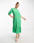 Nobody's Child Rachel puff sleeve midi dress in green check print