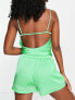 Фото #2 товара ASOS DESIGN mix & match satin pyjama short with contrast piping in green