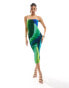 Farai London Hera mesh bandeau bodycon midi dress in green ombre Разноцветный, M - фото #4