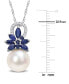 Фото #4 товара Cultured Freshwater Pearl (9-1/2mm), Sapphire (3/4 ct. t.w.), & Diamond (1/20 ct. t.w.) 17" Pendant Necklace in 14k White Gold