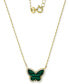 Фото #1 товара Macy's simulated Malachite & Cubic Zirconia Butterfly Pendant Necklace in 14k Gold-Plated Sterling Silver, 18" + 2" extender