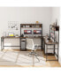 Фото #2 товара L-shaped Desk with Power Outlet Hutch