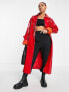 Фото #5 товара Missguided vinyl formal coat with faux fur cuff in red