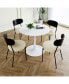 Modern Grey PU Dining Chair & White Round Table Set (5 Chairs)