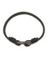 Фото #3 товара Stainless Steel Bronze Plated Shackle Black Leather Bracelet