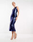 Forever New shard sequin midi dress in cobalt