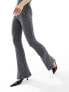 COLLUSION washed rib flare leggings in grey