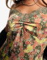 Фото #4 товара Daisy Street slip mini cami dress in retro print satin with lace trim