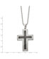 Фото #3 товара Chisel black Carbon Fiber Inlay Cross Pendant Ball Chain Necklace