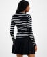 Juniors' Striped Crewneck Long-Sleeve Sweater