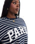 Фото #2 товара 4th & Reckless Plus exclusive Paris sweatshirt in navy stripe