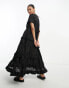 Фото #2 товара ASOS DESIGN broderie patched tent maxi dress in black