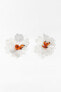 TEXTURED FLOWER EARRINGS WITH RHINESTONES