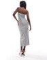 Фото #2 товара ASOS DESIGN sequin draped neckline cami midi dress with skinny ties in silver