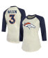Фото #3 товара Women's Threads Russell Wilson Cream, Navy Denver Broncos Name & Number Raglan 3/4 Sleeve T-shirt