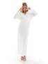 Фото #3 товара Vila Bridal sequin draped shoulder maxi dress in white