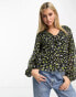 Фото #1 товара New Look long sleeve cropped blouse in black floral