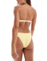 Abercrombie & Fitch co-ord o-ring high leg cheeky smocked bikini bottom in yellow