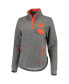 Women's Heathered Gray and Orange Clemson Tigers Magnum Quilted Quarter-Snap Pullover Jacket