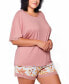 ფოტო #3 პროდუქტის Plus Size 2Pc. Soft Pajama Set Trimmed in Lace