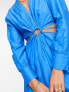 Mango ring detail cut out midi dress in bright blue