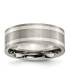 ფოტო #1 პროდუქტის Titanium Brushed Double Sterling Silver Inlay Flat Band Ring