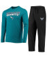 Men's Black, Teal Charlotte Hornets Long Sleeve T-Shirt & Pants Sleep Set