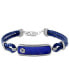 ფოტო #1 პროდუქტის EFFY® Men's Lapis Lazuli Leather Cord Bracelet in Sterling Silver