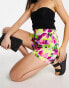 Morgan high waist tailored short in lime smudge print